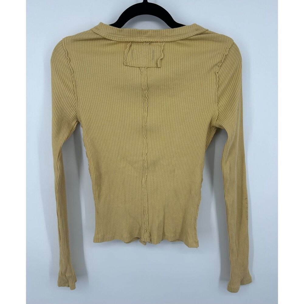We The Free It's On Cardi Ribbed Knit Button Front In Big Dipper Yellow Sz S - Picture 2 of 6